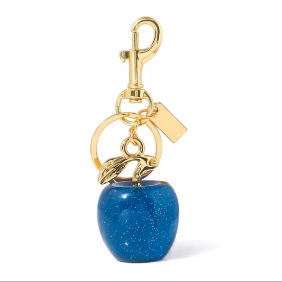 Blue & Gold Apple Bag Charm /Keychain Accessory - Picture 2 of 2